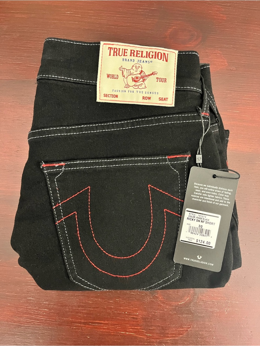 True Religion Ricky Black Rinse SN F Denim Short Mens Size 30 NWT Streetwear